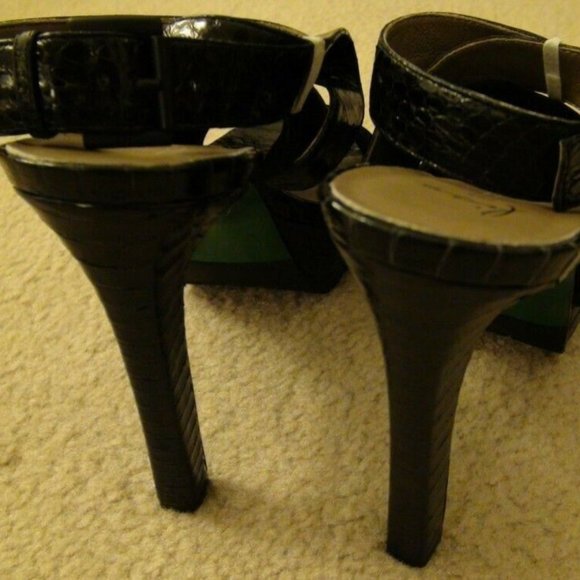 Lisa for Donald Pliner Deryk Black Suede Platform Sandal Heels 8.5M MSRP $285 - Picture 8 of 12